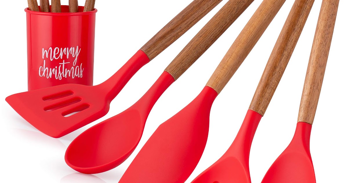 wooden spatula set with holder