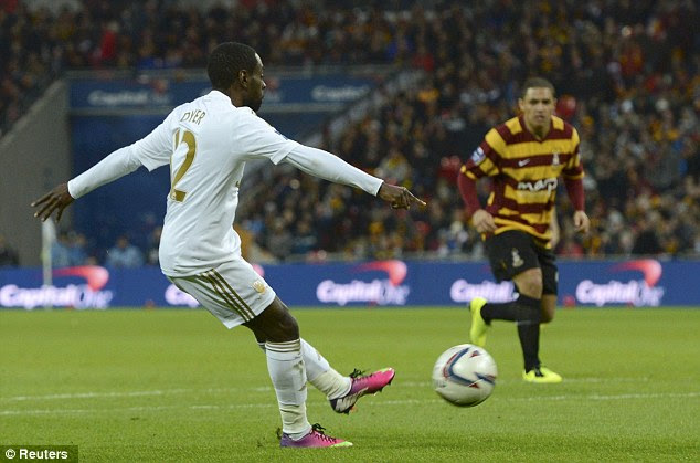 Cruising: Dyer all but ended the game as a contest with his second goal just after half-time