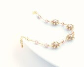 Pearl Beaded Bracelet, Light Cream Pastel Bracelet, Beadwork Links Bracelet, Golden Cream Light Bronze - JPJbeaded Pearl Beaded Bracelet, Light Cream Pastel Bracelet, Beadwork Links Bracelet, Golden Cream Light Bronze - JPJbeaded
