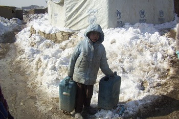 A child in an IDP camp in the outskirts of Kabul