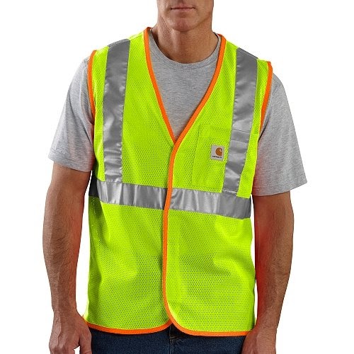 Carhartt High-Visibility Class 2 Mesh Safety Vest - Bright Lime, 2XL ...