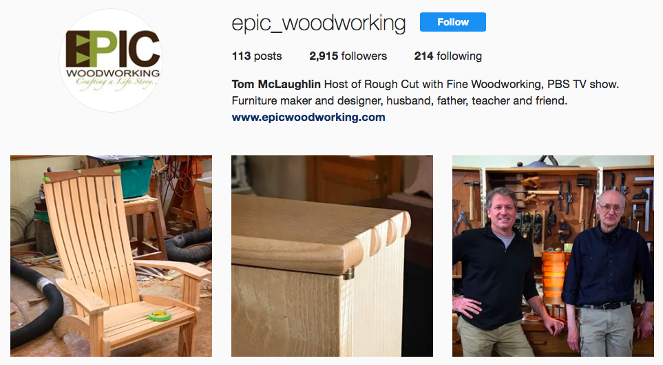 Epic woodworking instagram