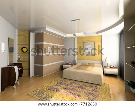 stock photo : modern bedroom interior design (computer 