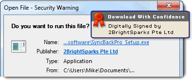Software Digitally Signed by 2BrightSparks