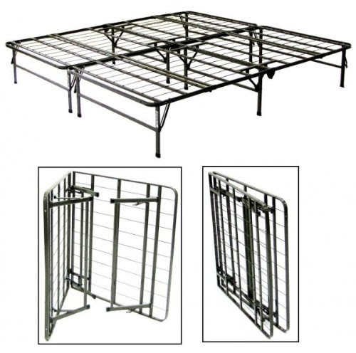Portable Bed - Bi-Foldable Full Size Bed Frame (Gray) (14"H x 75"W x 54"D)