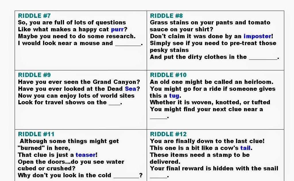 Really Hard Scavenger Hunt Riddles - RIDCR