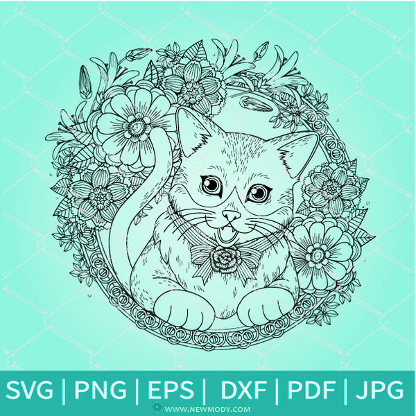 Mandala Cat Svg For Silhouette - Layered SVG Cut File