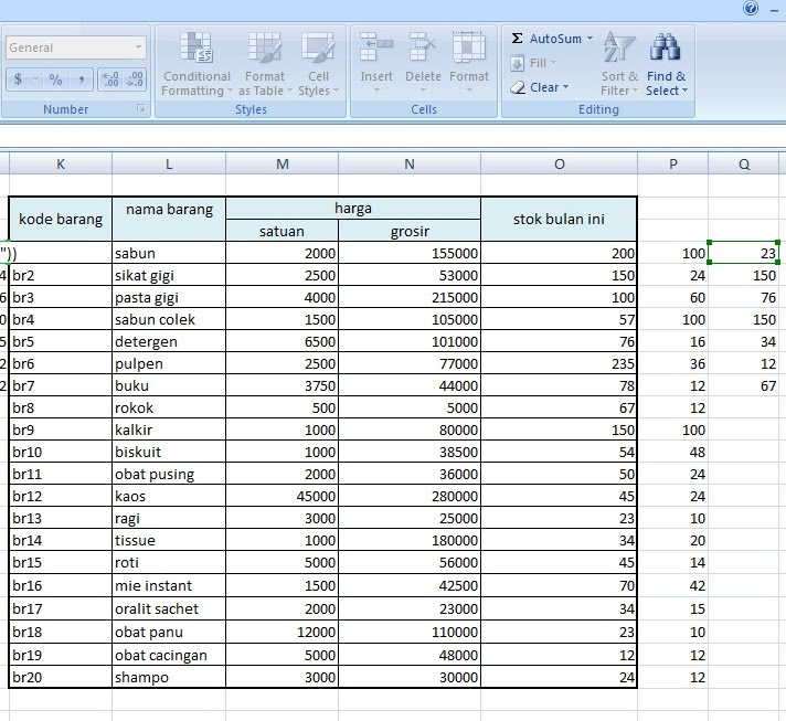 Contoh Daftar Harga Barang Di Excel Imagesee - Riset