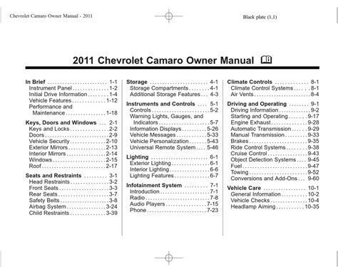 2011 camaro owners manual