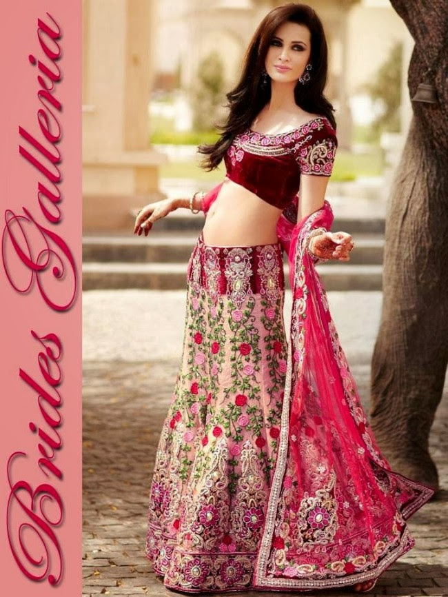 Indian-Bridal-Wedding-Lehangas-Velvet-Embroidered-Blouse-Fish-Cut-Lehenga-by-Brides-Galleria-3 Indian-Bridal-Wedding-Lehangas-Velvet-Embroidered-Blouse-Fish-Cut-Lehenga-by-Brides-Galleria-2