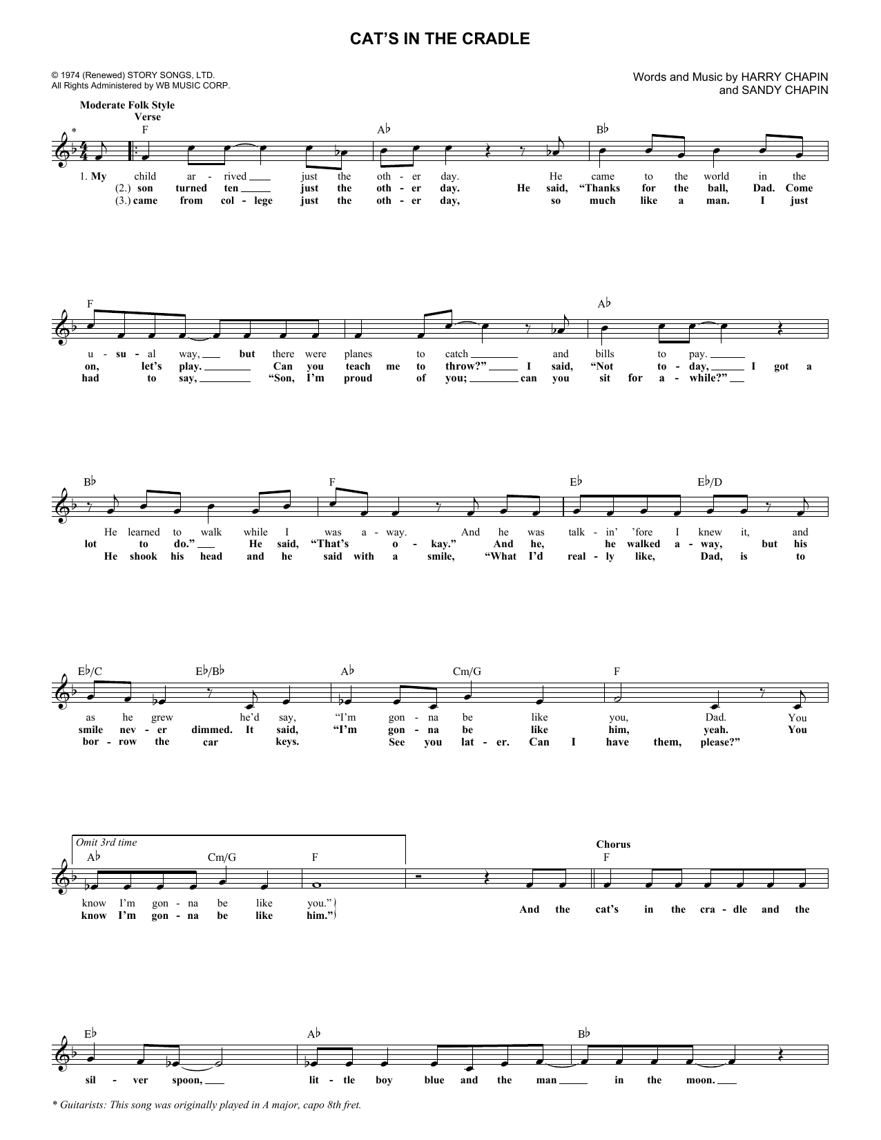 Cats In The Cradle Chords Sheet and Chords Collection