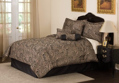 Black And Cream Bedding Grand Sales: Paisley Black and Gold Cream