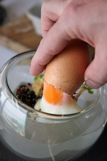 The egg has been slow cooked to maintain a creamy translucence