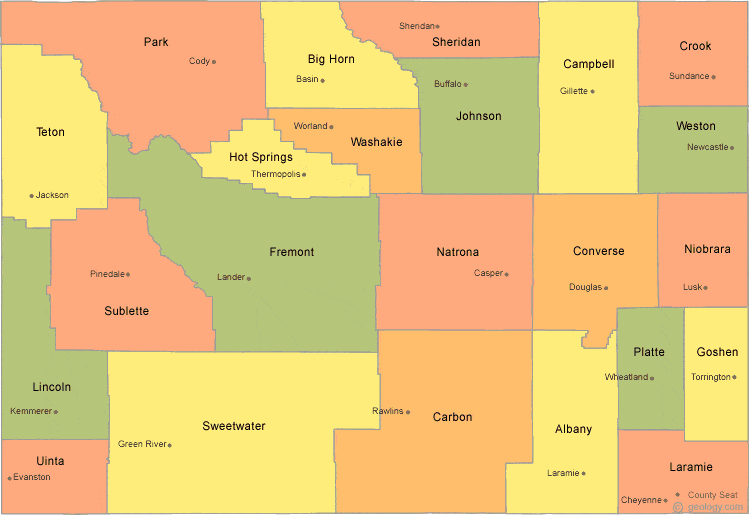 Wyoming Counties Map World Map 07