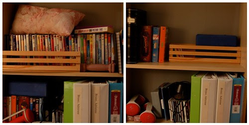 Bookshelf before and after