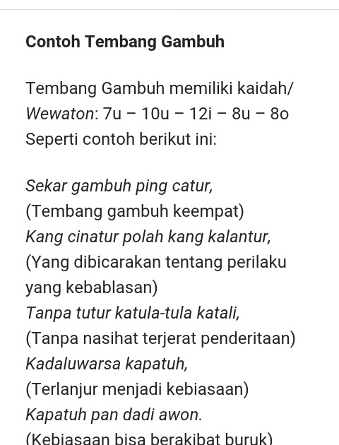 Contoh Tembung Gambuh Ilmu Penerang