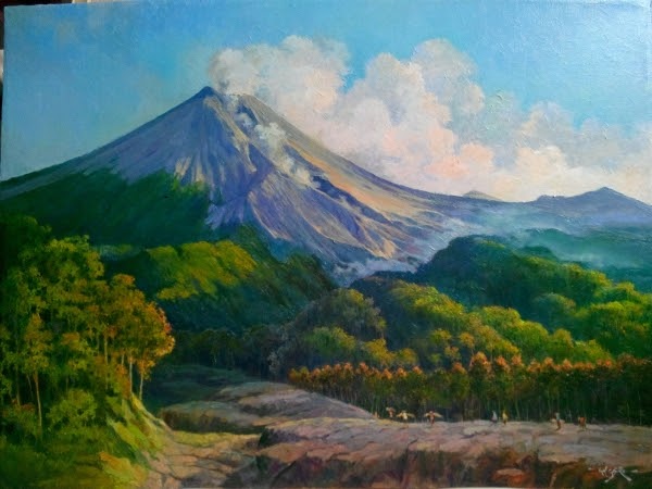 59 Lukisan  Pemandangan Gunung  Merapi