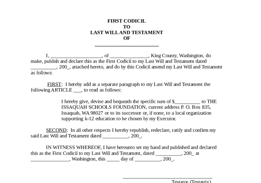 Free Last Will And Testament Printable Form / Free Last Will