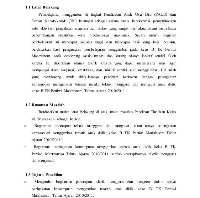Contoh Laporan Penelitian Tindakan Kelas