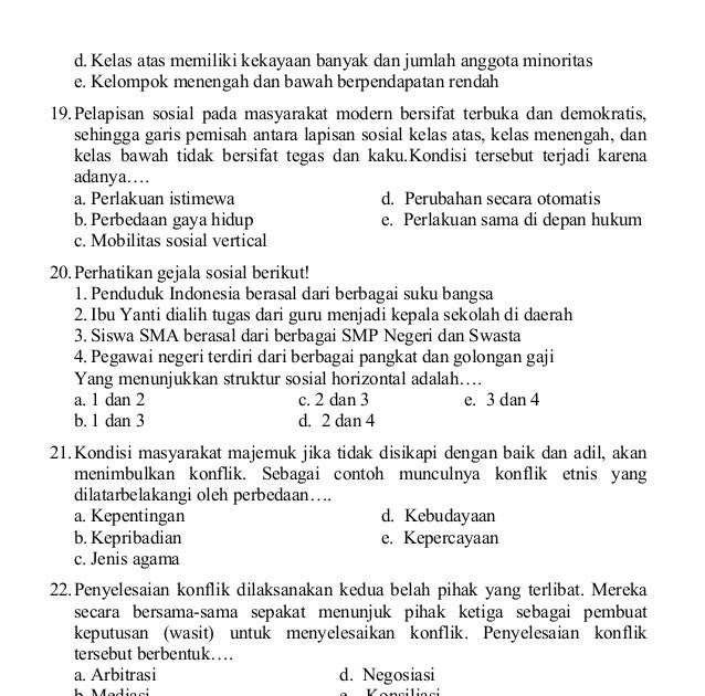 Contoh Soal Tentang Mobilitas Sosial Beserta Jawabannya