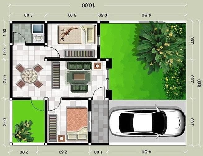 Desain Denah Rumah Minimalis 1 Lantai Type 36