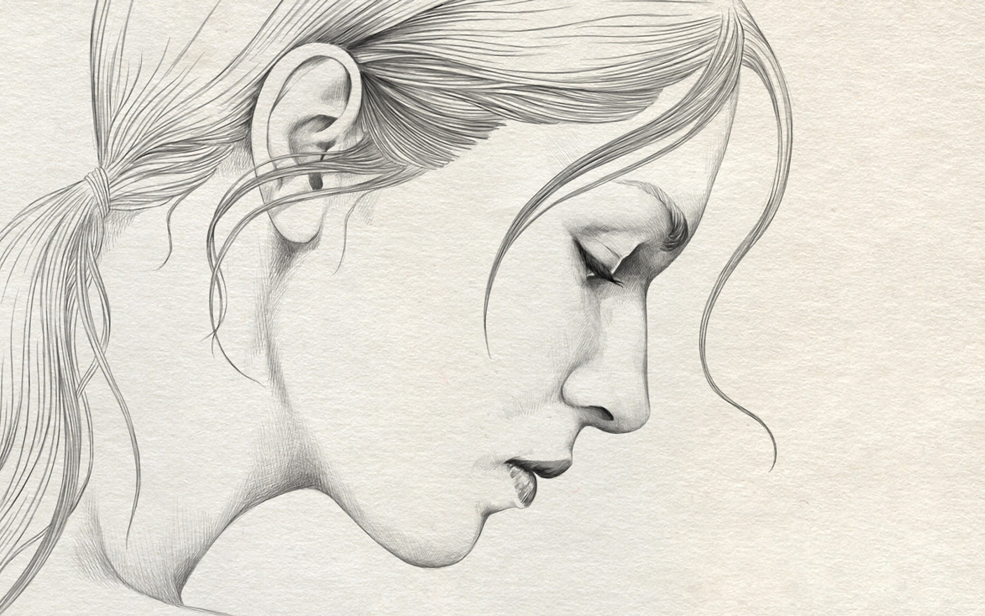 Anime Girl Side Face Drawing