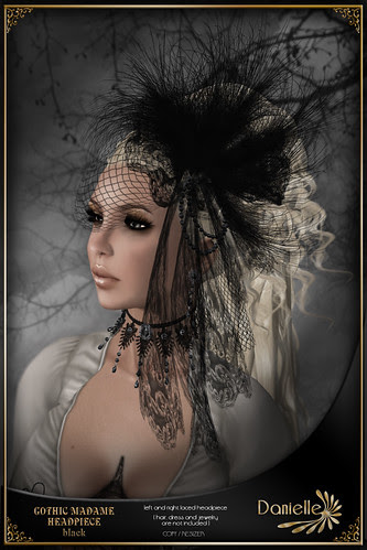 DANIELLE Gothic Madame Headpiece Black