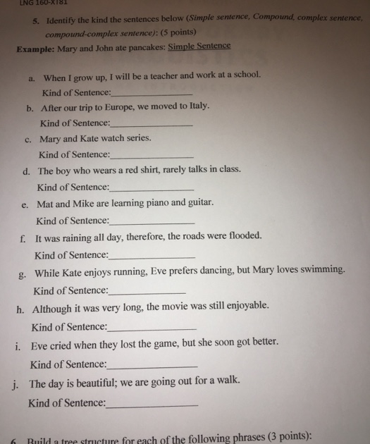 Answer Key Compound Sentences Worksheet With Answers