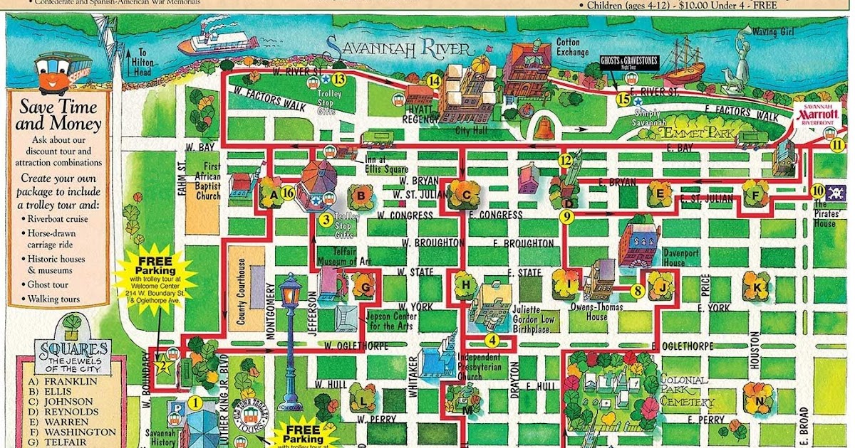 Map Of Downtown Savannah Ga - Maping Resources