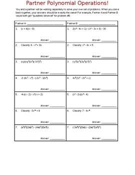 Operations With Polynomials Worksheet Algebra 2 Answer Key - Home School