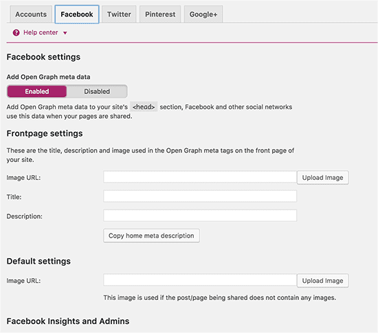 Facebook settings Facebook settings