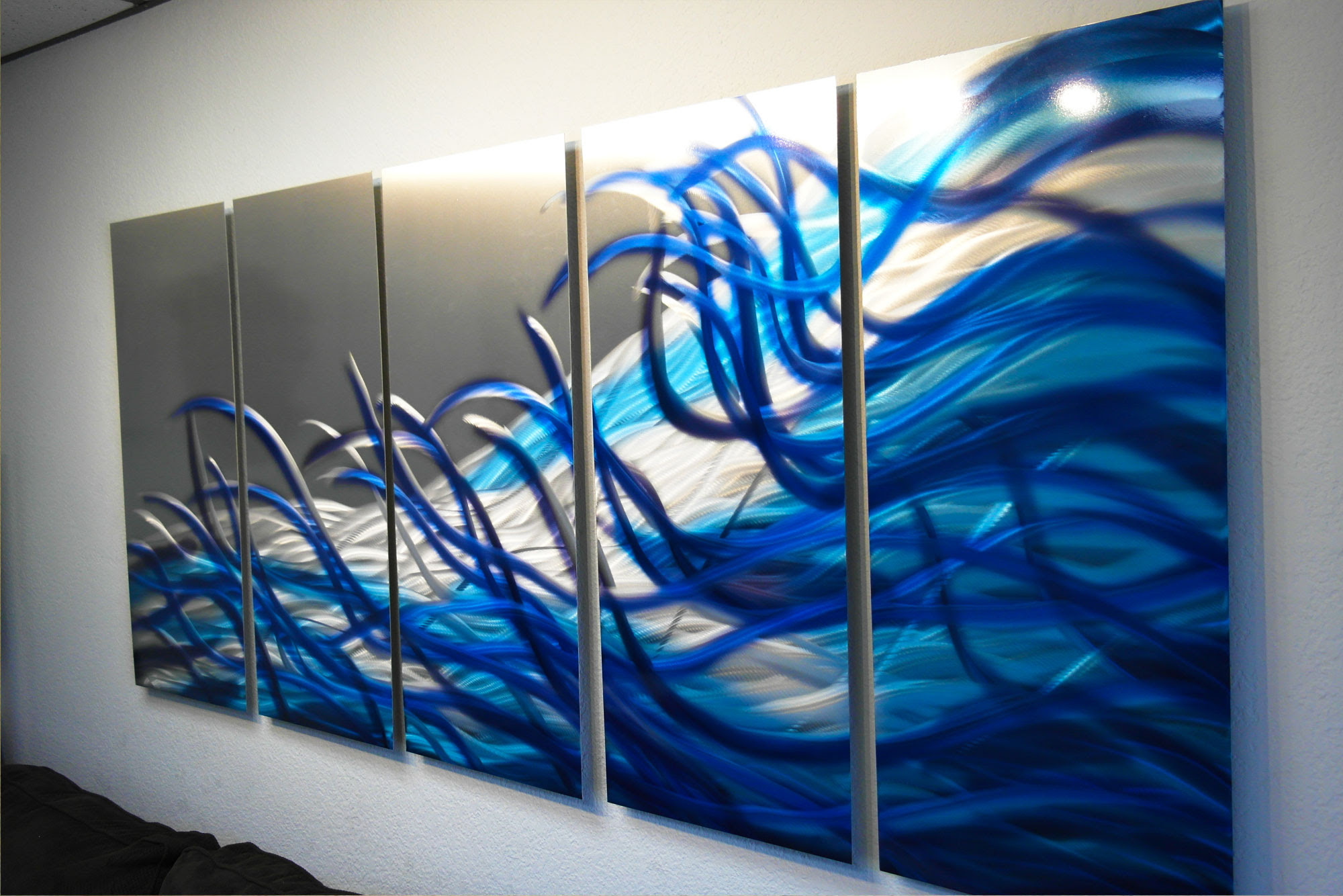 Resonance Blue 36x79- Metal Wall Art Contemporary Modern ...