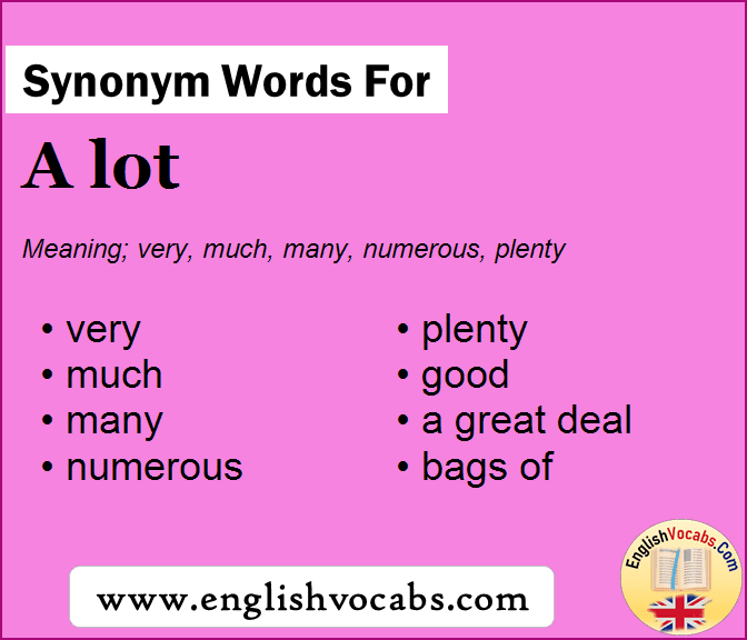 A Lot Of Synonym - A lot is informal but very common, and lots is even ...