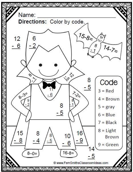 Halloween Math Coloring Worksheets 2nd Grade - Barry Morrises Coloring