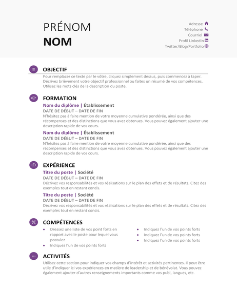 Modele De Cv Simple Etudiant