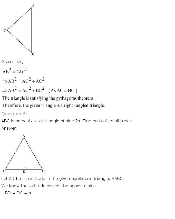 NCERT Solutions for Class 10th Maths Chapter 6 - Triangles