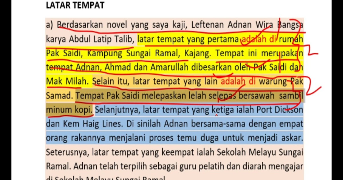 Jawapan Latar Tempat Leftenan Adnan Novel  malakuio