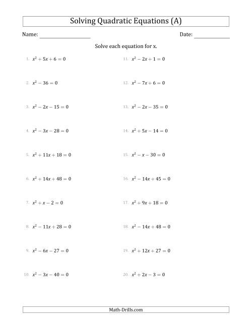 Algebraic Formulae Form 2 / Algebra 1-2: Quadratics (Completing the