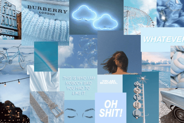 Blue Aesthetic Collage Wallpaper Laptop - Handmade Chic