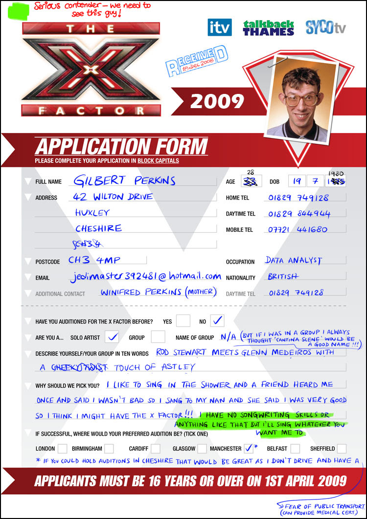 Application Form Application For X Factor