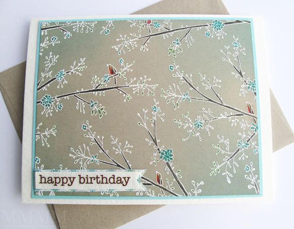 Hero Arts Delicate Branches background stamp & SRM sticker sentiment