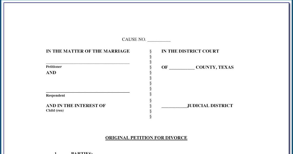 Do It Yourself Divorce In Harris County Texas Texas Divorce Forms Pdf