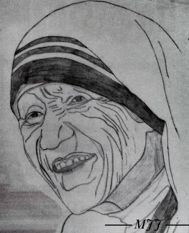 PENCIL DRAWING: Mother Teresa : Pencil Drawing, Portrait
