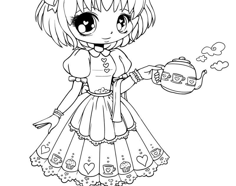 Kawaii Cute Anime Coloring Pages - Free Coloring Page