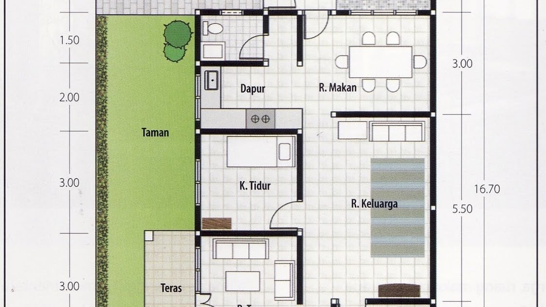 11 Desain rumah 1 lantai 3 kamar tidur 2 kamar mandi