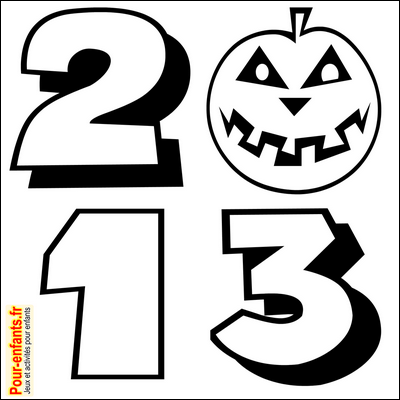 Halloween 2013 Dessin de la date Halloween 2013 Coloriage en chiffres avec citrouille Dessin Halloween 2013 en chiffres à imprimer pour faire un coloriage