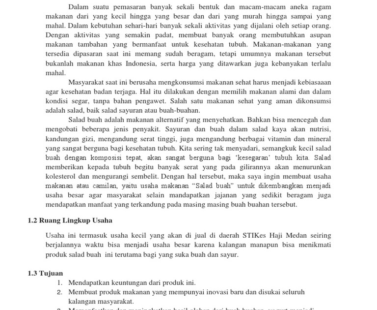 Proposal Usaha Salad Buah Lengkap Dunia Sekolah