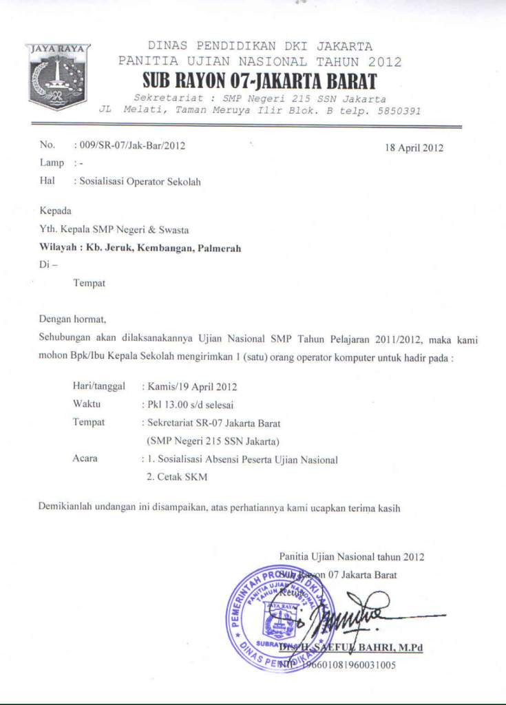 Contoh Surat Resmi Rapat Osis