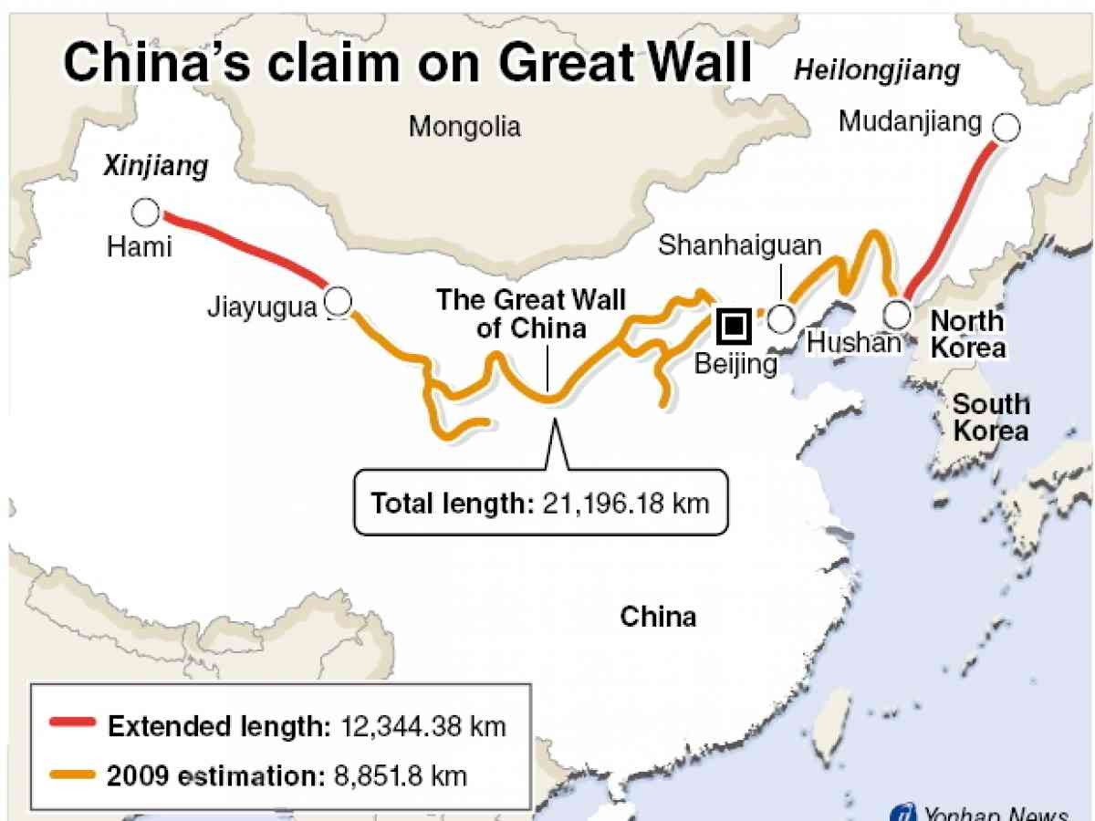 Какова длина великой китайской. Великая китайская стена на карте. Великая стена на карте Китая. Расположение Великой китайской стены на карте.