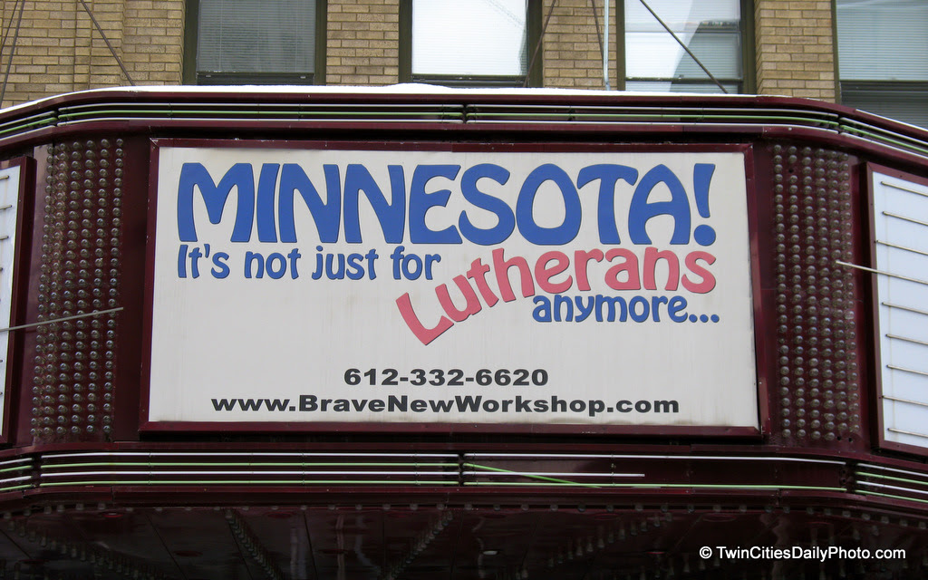 I believe the first time I saw this sign a few years back, I thought this was a church, even though the sign is displayed at an old theater. After a quick research, I was very wrong. The Brave New Workshop does a lot of improve and comedy shows each and every week.